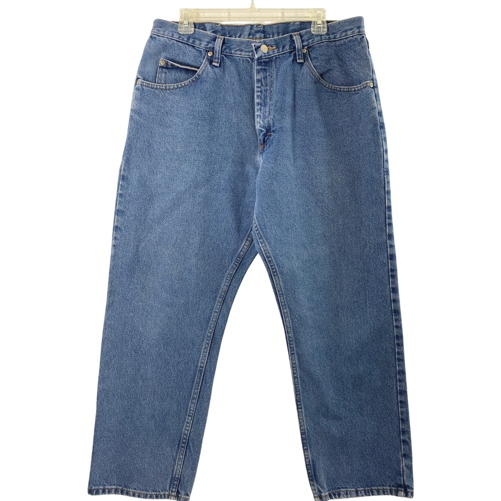 Wrangler Jeans Mens 34 x 28 Straight Medium Wash Denim